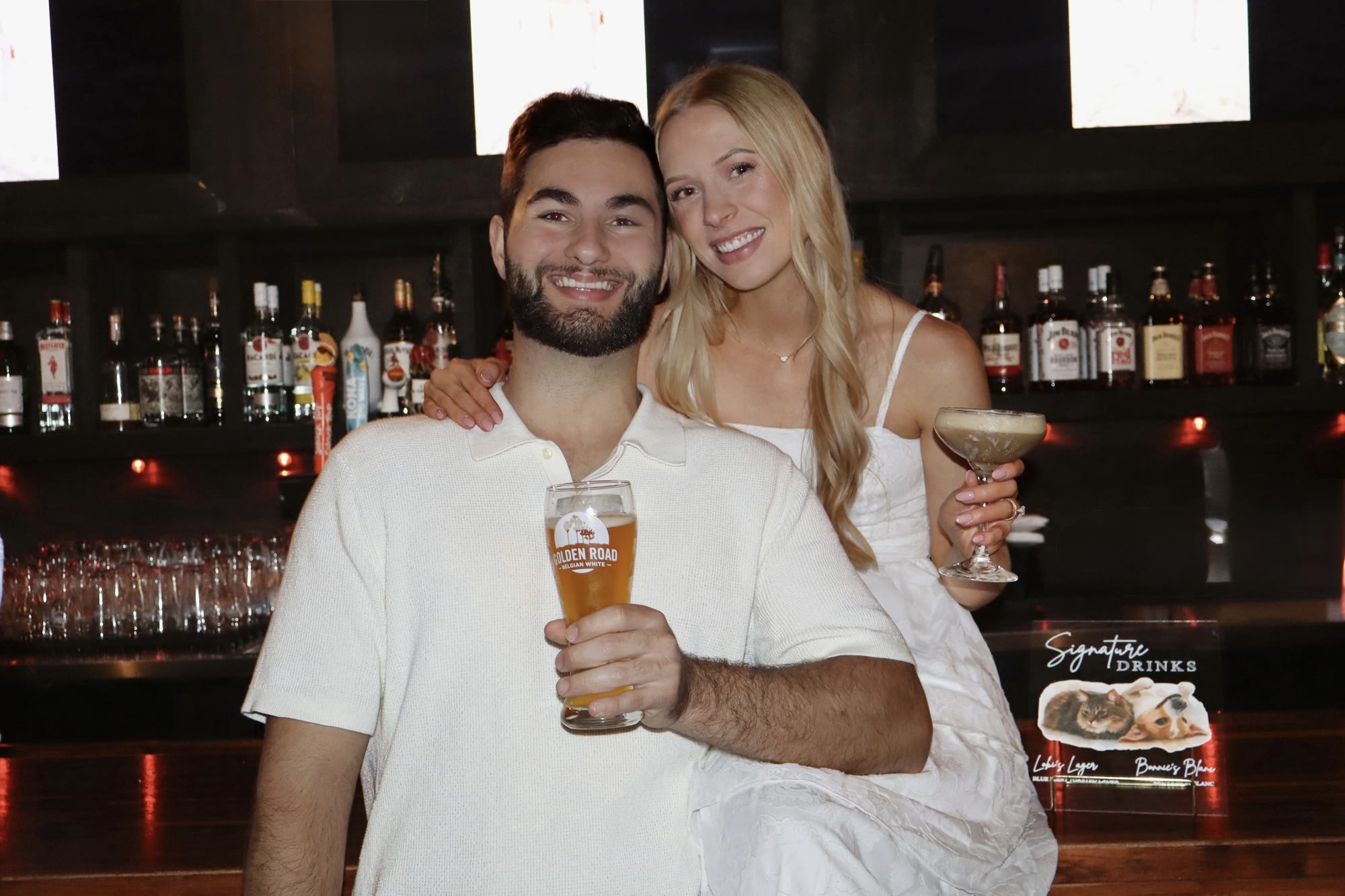 Engagement celebration - couple at the bar